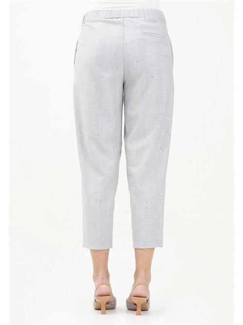 Pantalone con stampa pied-de-poule e strass VICOLO | TD0188/PERLA